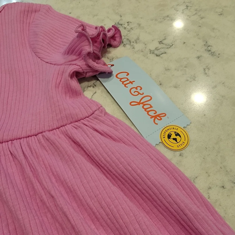 Cat & Jack Toddler Girls Pink Short-Sleeve Dress Size 4T NWT!